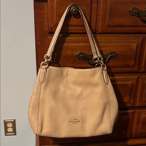 Coach Beige Leather Shoulder Bag